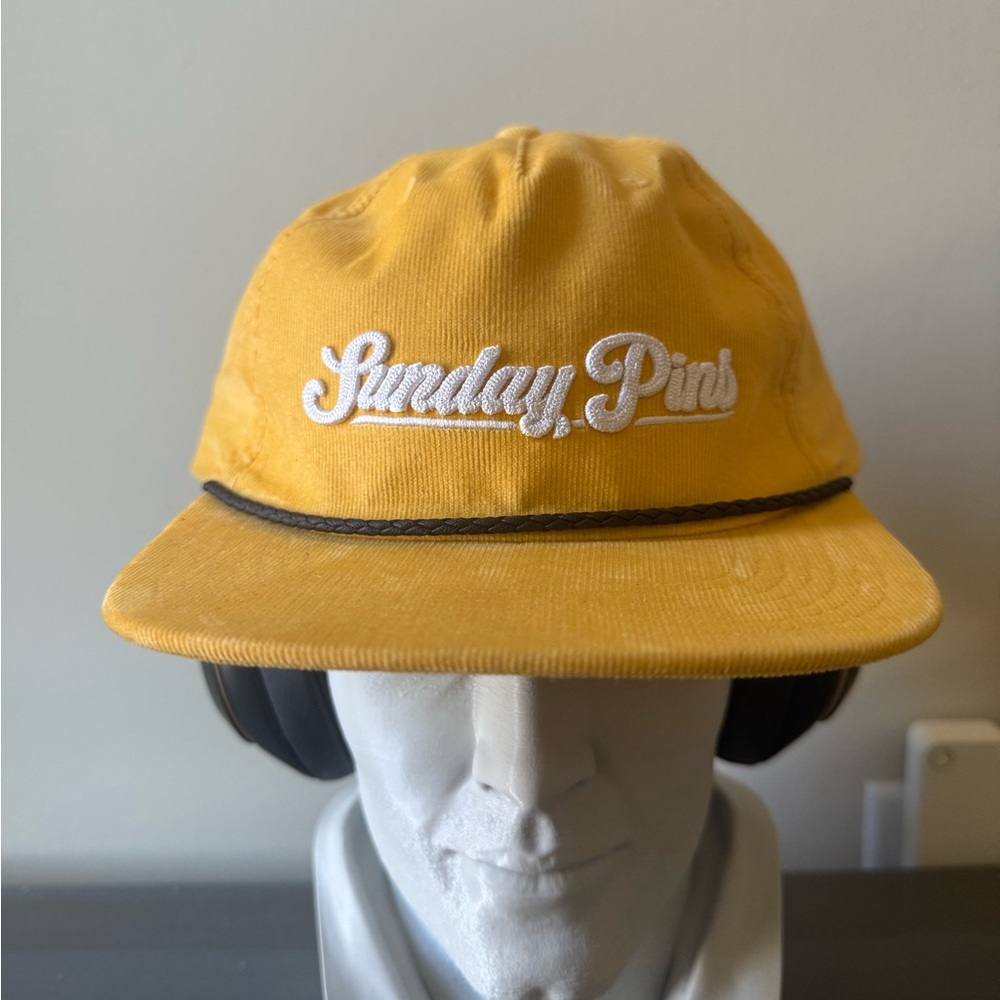 Adidas Golf Sunday Pins Yellow Corduroy Snap Back Hat Brand New